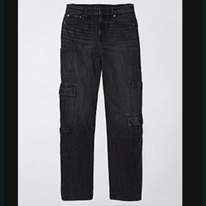 American Eagle Super High Waisted Baggy Straight Cargo Jeans